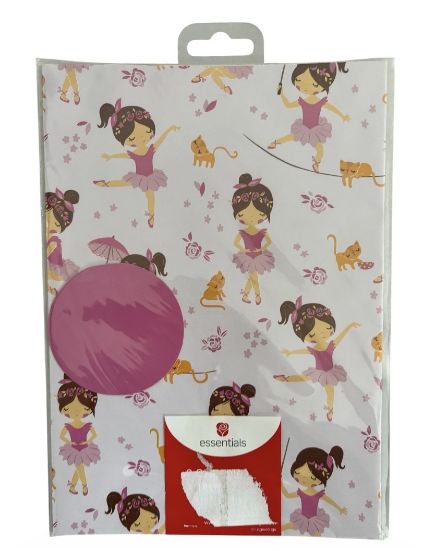 Picture of Pink Ballerina  Gift Wrap set 2 Sheets 2 Tags NEW