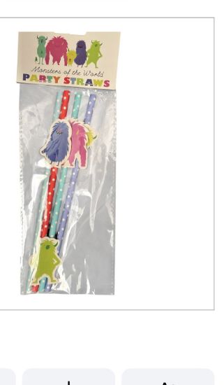 Picture of 4 x monster paper straws  monsters of the world