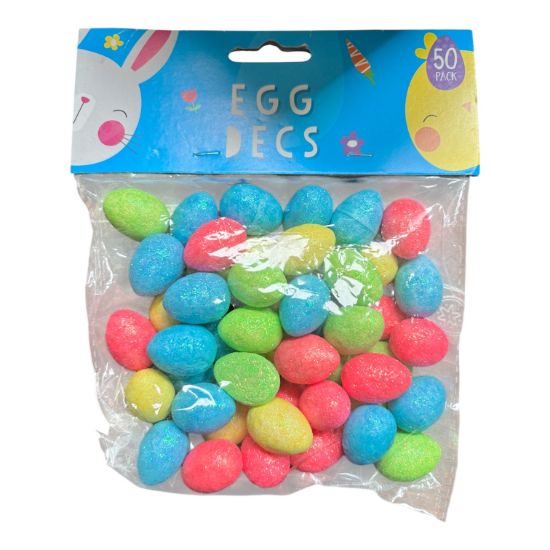 Picture of 50 x egg decoration assorted colours decorative eggs bonnet decs 50 x foam eggs
