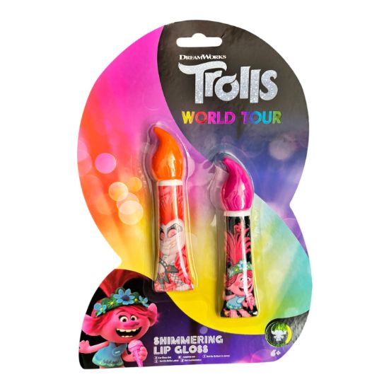 Picture of 2 x Disney trolls shimmering lip gloss boxed