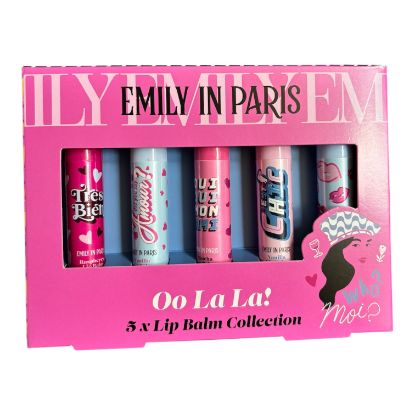 Picture of Emily in Paris Lip Balm set Raspberry Vanilla Matcha Vanilla Mint Gift Set