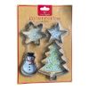 Picture of 4 x christmas cookie cutters metal snowflake star snowman tree