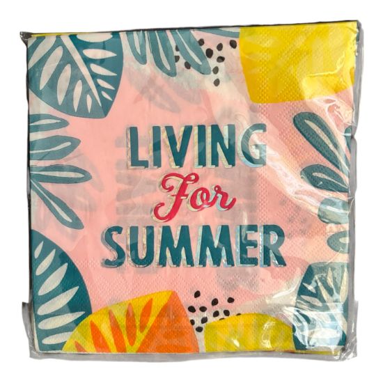 Picture of 15 x summer party napkins Living for summer tropical leaf design