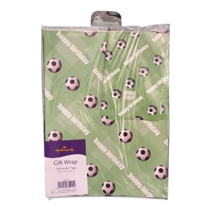 Picture of Happy Birthday Football Gift wrap set 2 sheets 2 matching tags