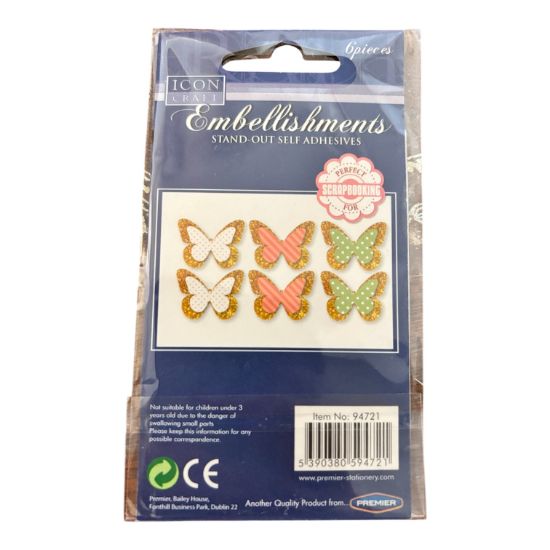 Picture of 6 x Stand-Out Butterflies Embellishments NEW 3 designs