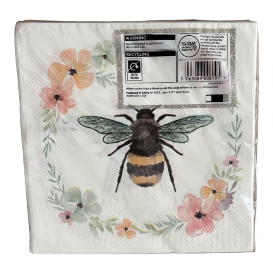 Picture of 20 x paper napkins Decoupage Bumblebee & flowers bee napkins
