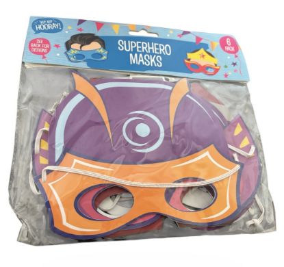Picture of 6 x superhero masks foam masks with elastic bright NEW