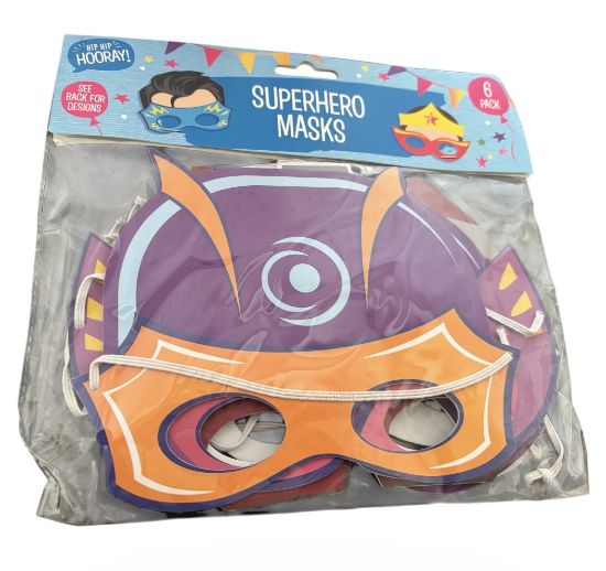 Picture of 6 x superhero masks foam masks with elastic bright NEW
