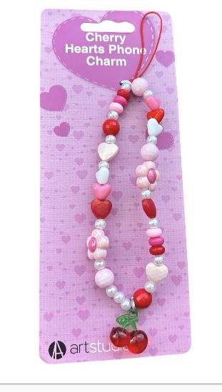 Picture of Cherry Hearts Phone Charm Beaded phone Charm