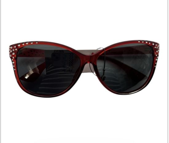 Picture of ladies diamante sunglasses  redhandles silver diamantes